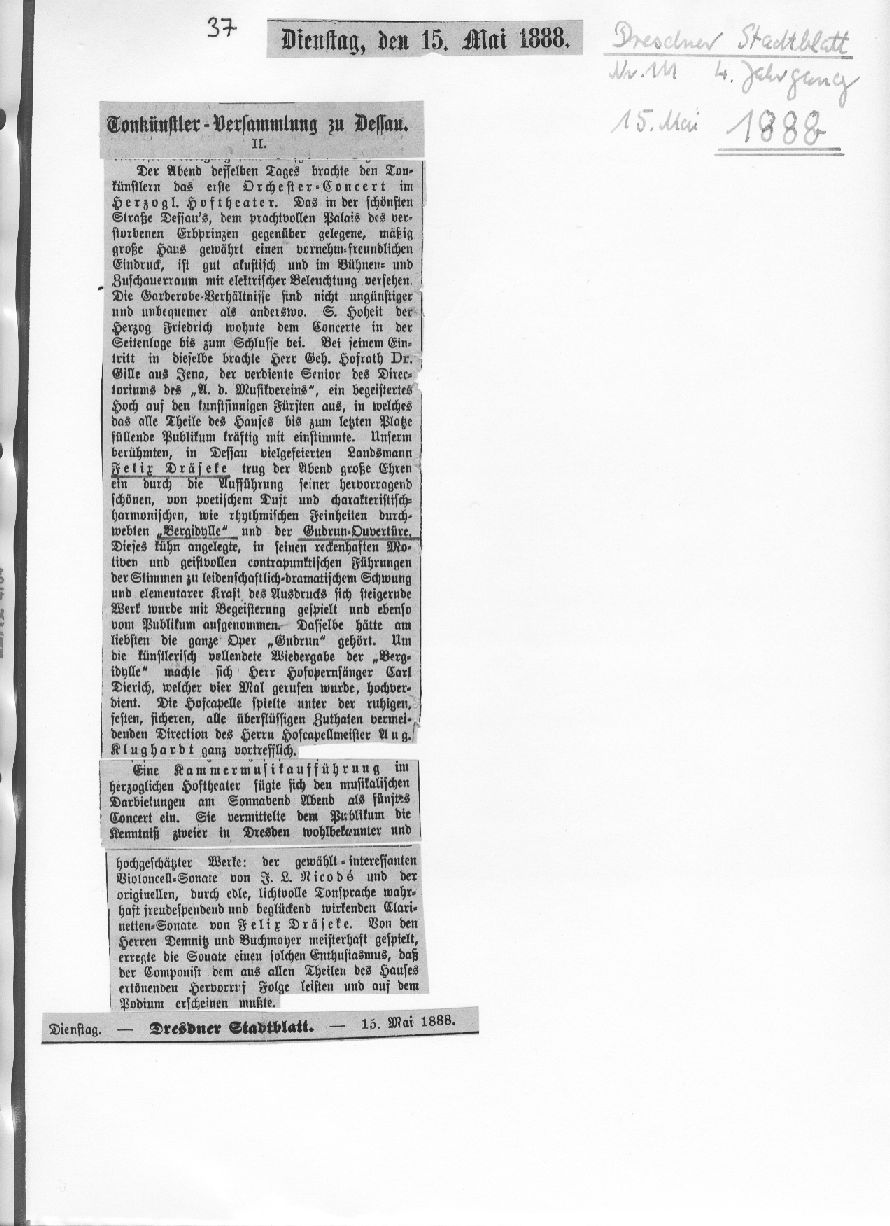 Tonknstler-Versammlung in Dessau, 15 Mai 1888 