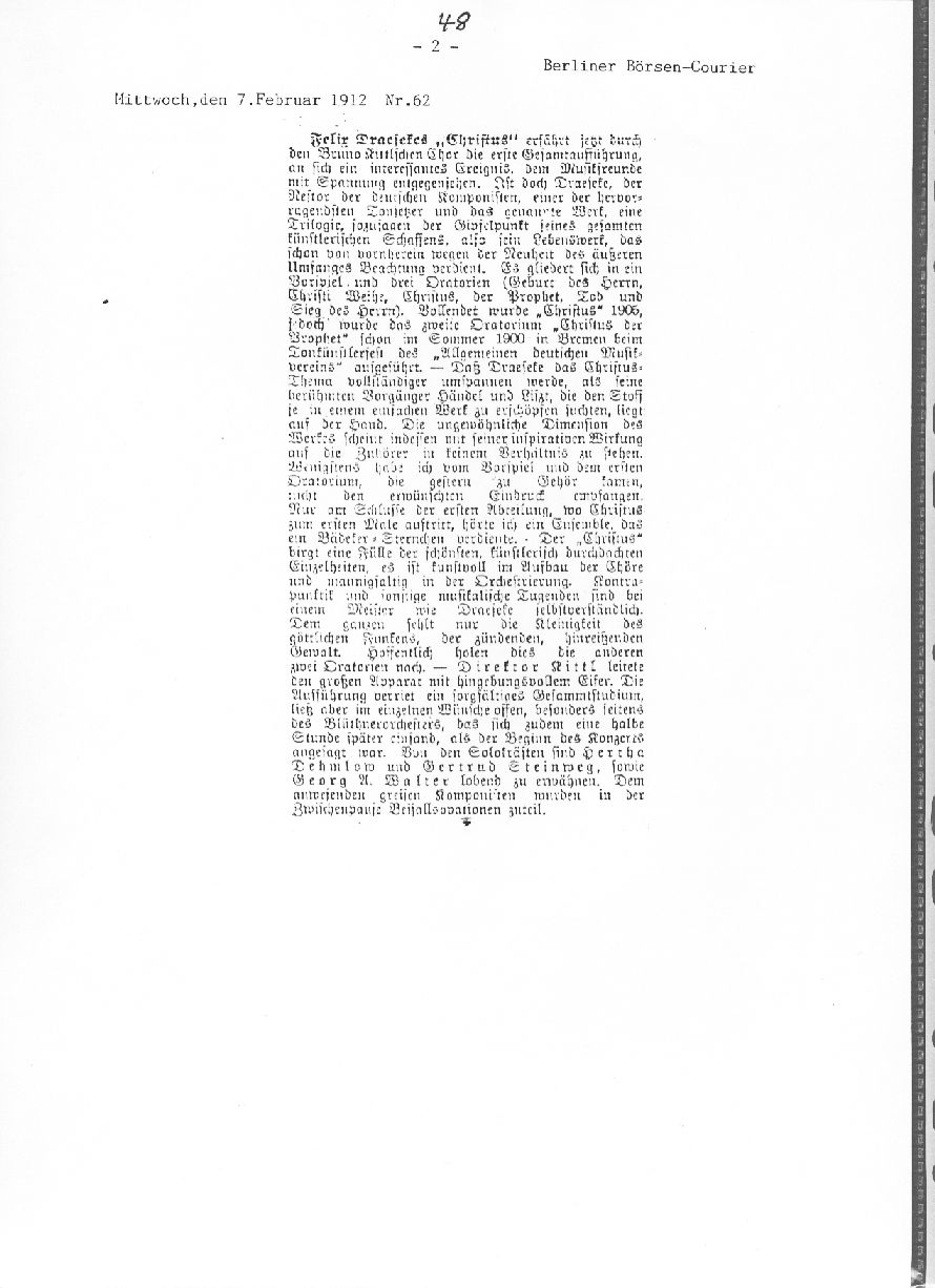 Felix Draesekes Christus (Berliner Brsen-Courier  1912)