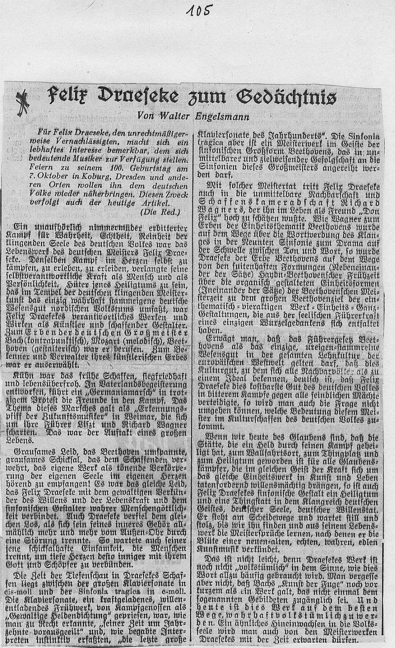 Felix Draeseke zum gedächtnis (Walter Engelsmann) 