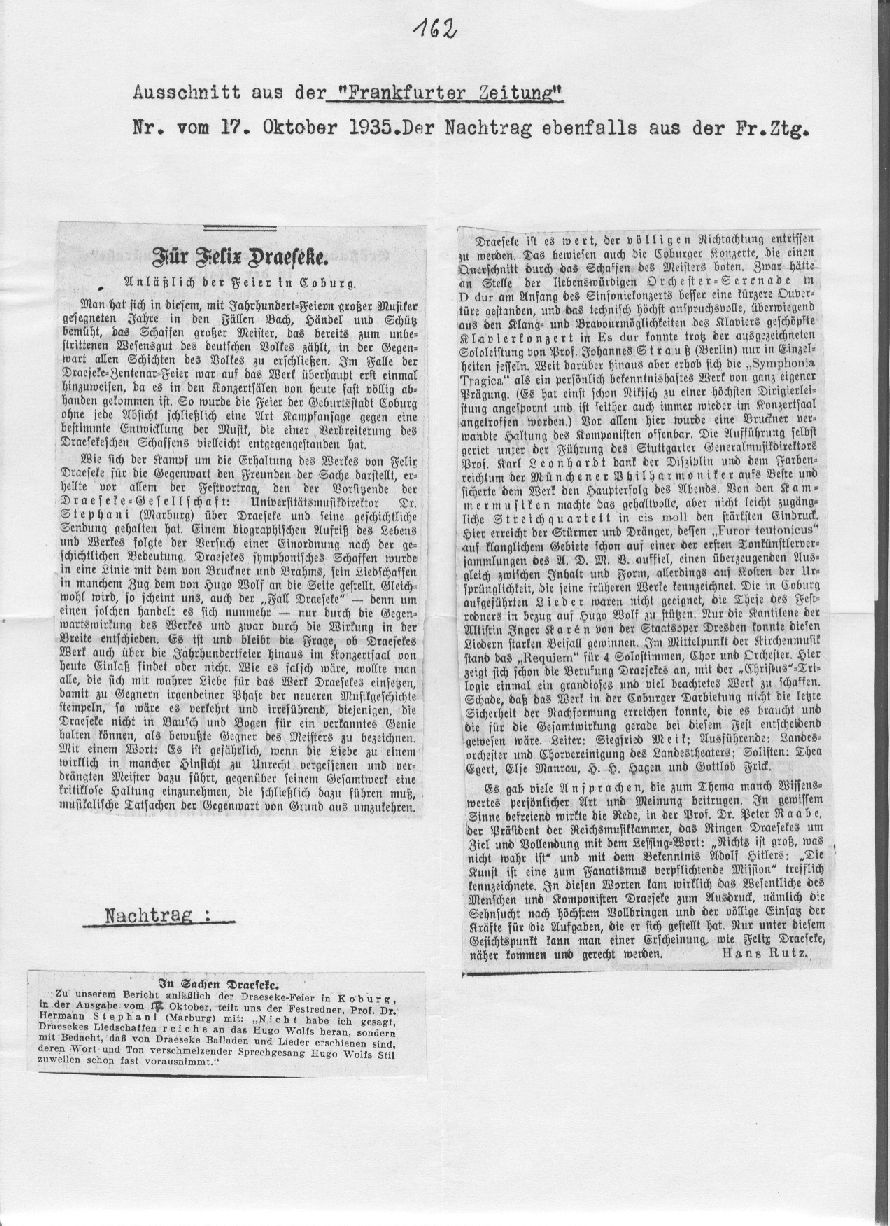 Hans Rutz: Anläßlich der Feier in Coburg (Hans Rutz, Frankfurter Zeitung, 17 Okt 1935) 