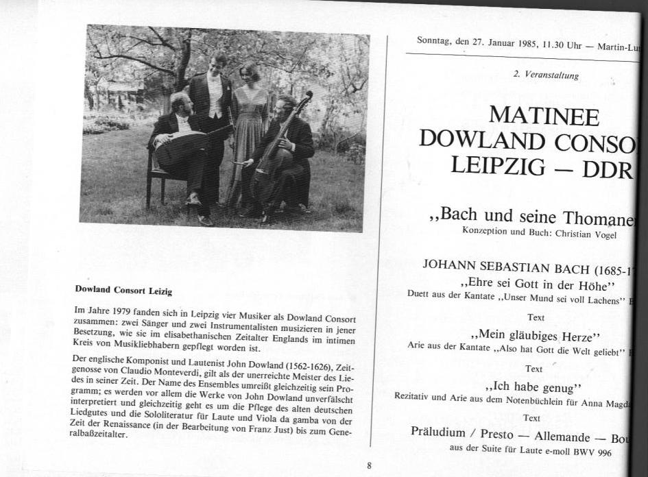 22. Haller Bach-Tage (26 Jan-3 Feb 1985): Bach, Schütz, Händel, et al.; Draeseke Serenade D-dur, op. 69, Collegium Instrumentale Koln, Udo-R Follert 