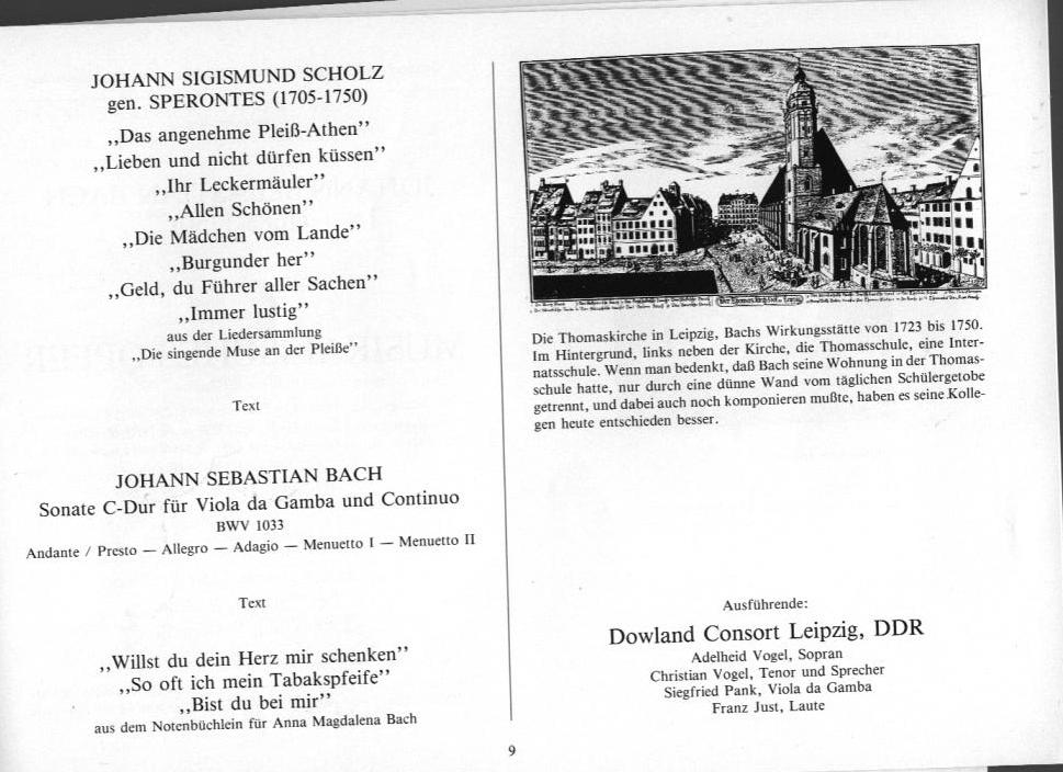 22. Haller Bach-Tage (26 Jan-3 Feb 1985): Bach, Schütz, Händel, et al.; Draeseke Serenade D-dur, op. 69, Collegium Instrumentale Koln, Udo-R Follert 