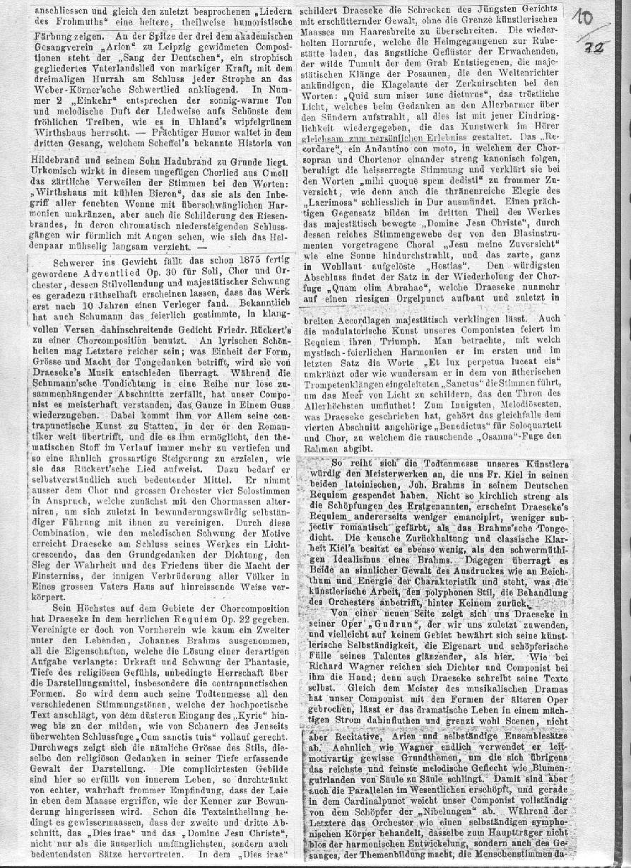 A. Niggli: Eine biographisch-kritische Studie über Felix Draeseke (Musikalisches Wochenblatt, Leipzig XVIII, nr 2-13; Januar-März 1887)