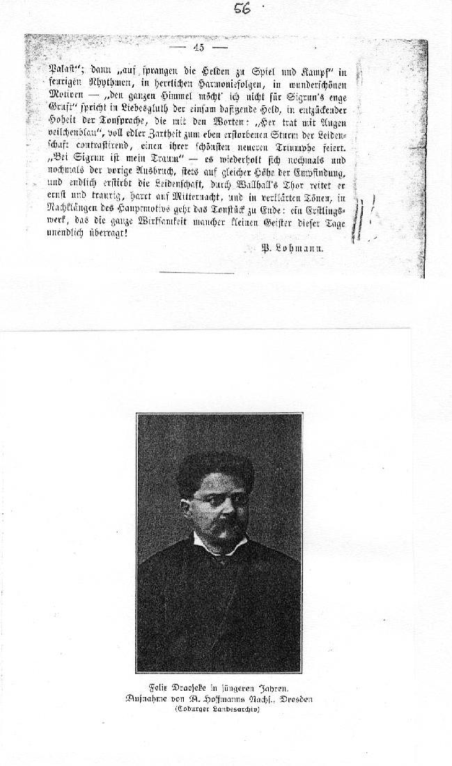 P. Lohmann: Ein musikalisches Erstlingswerk, Helge's Treue op.1 von Felix Draeseke, Text von Moritz Graf Strachwitz 