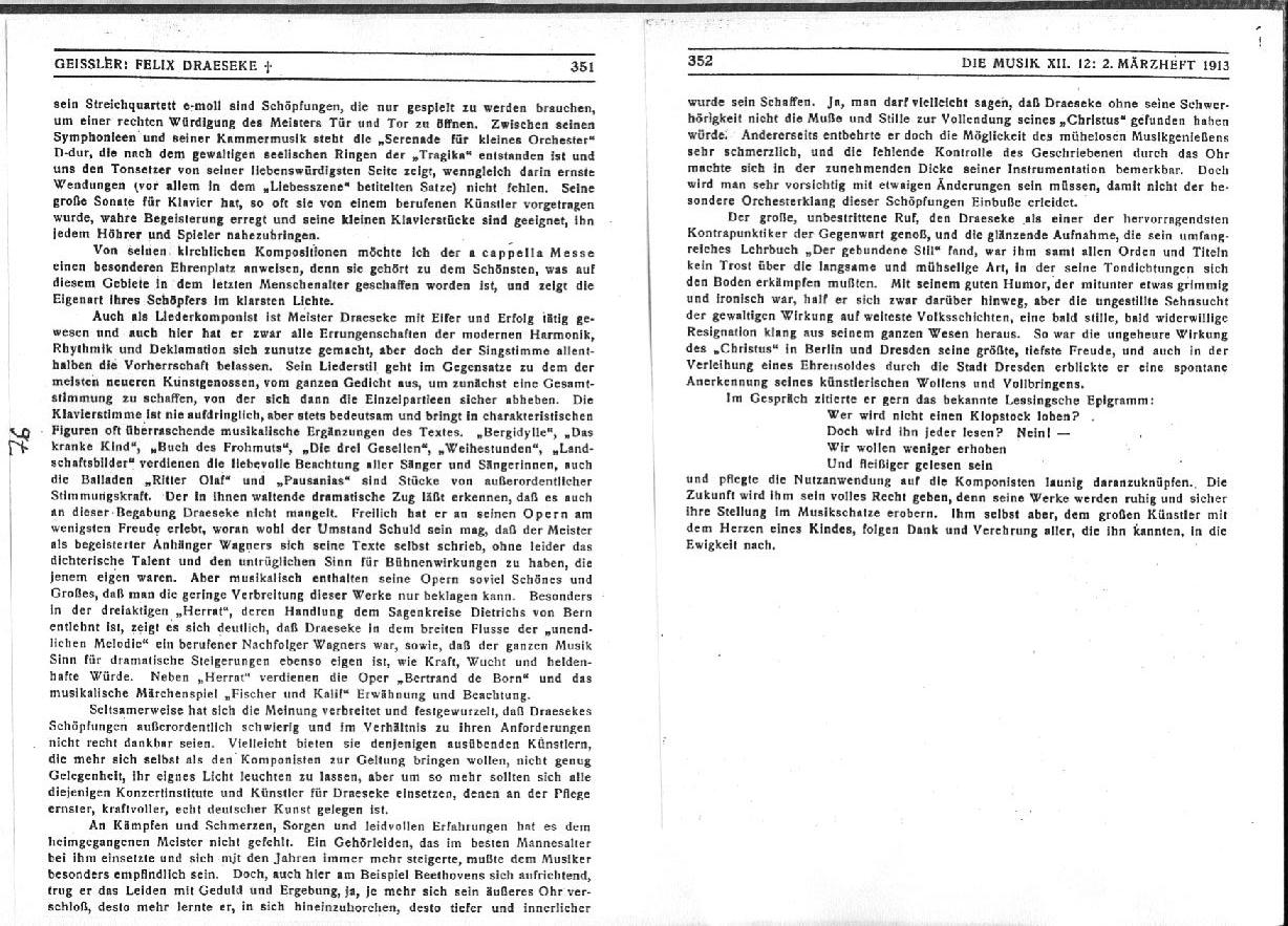 F.A. Geißler: Felix Draeseke in Dresden - (Die Musik, V.12, 26 Feb 1913) Click for full text