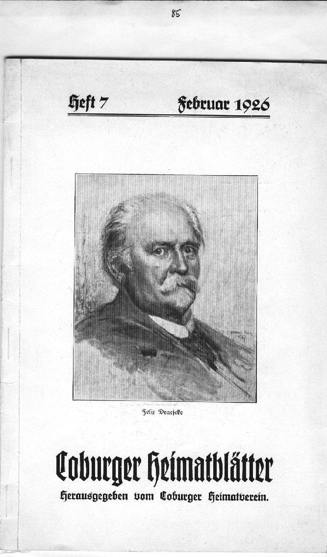 Thilo Krieg: Felix Draeseke (Coburger Heimatblatt: Heft 7 Feb 1926)