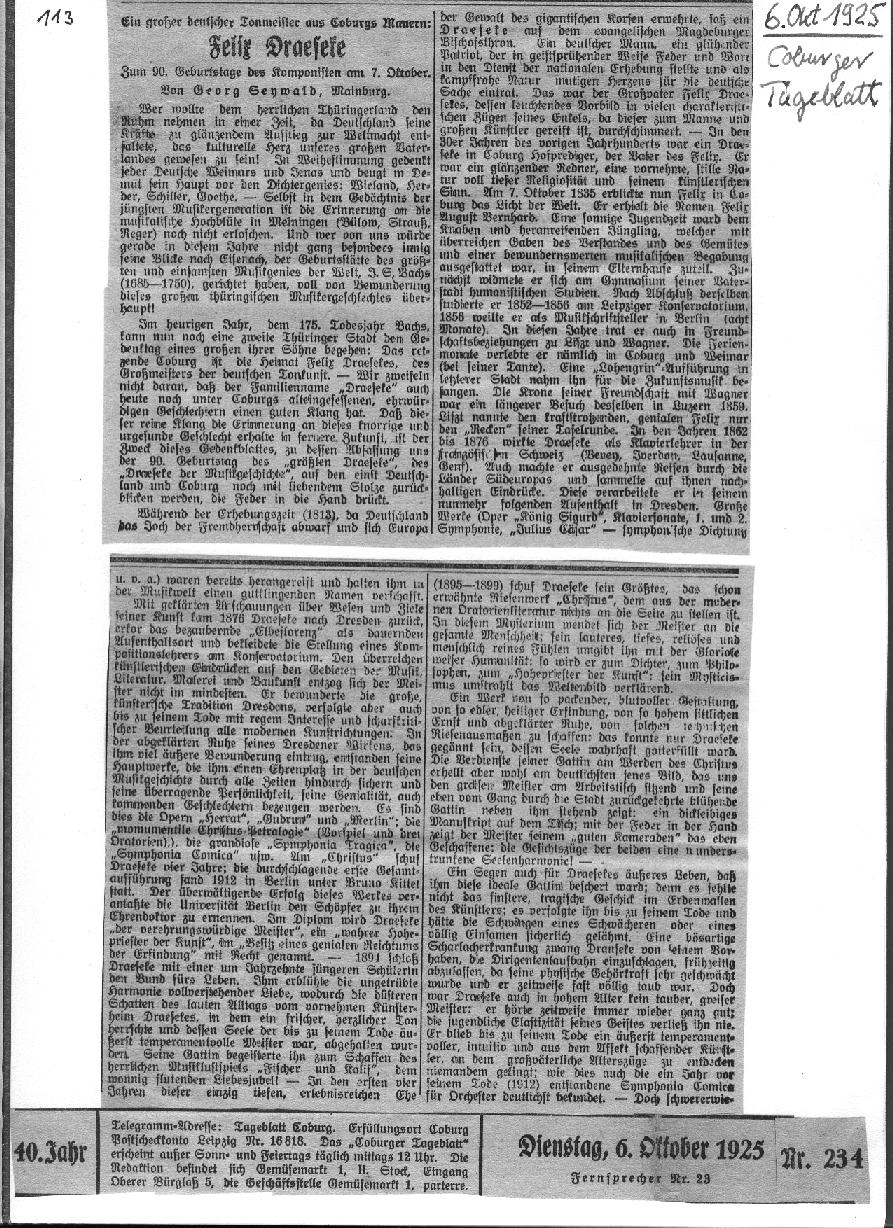 Georg Seywald: zum 90. Geburtstag Draesekes(1925)