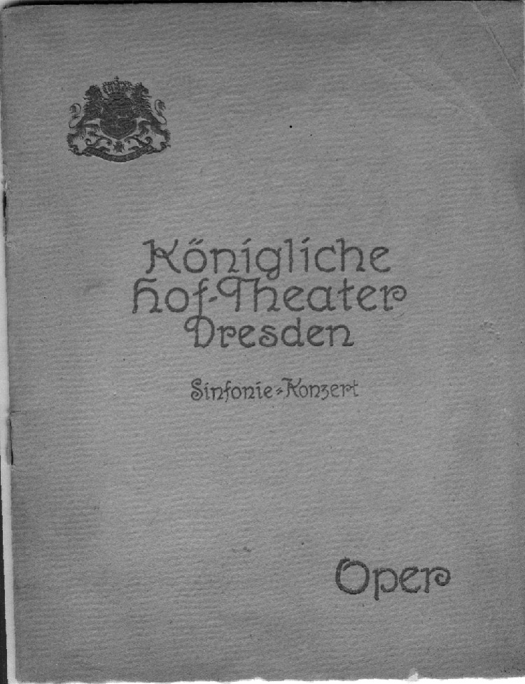 Program Booklet: Premiere Sinfonia comica, 6 Feb 1914, Hoftheater Dresden, Hermann Kutzschbach