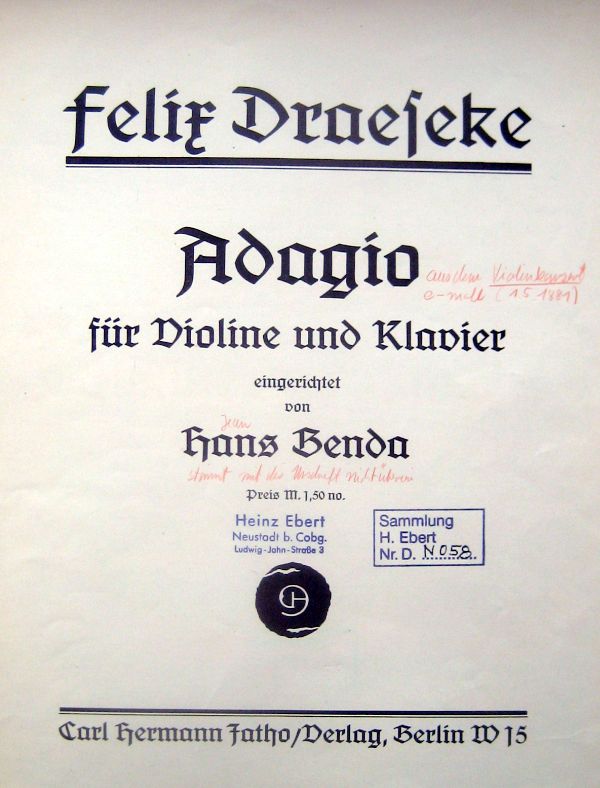 Felix Draeseke's Adagio for Violin 