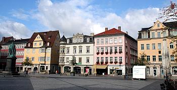 Coburg Marktplatz. View to the west: Draeseke's Birthplace at right